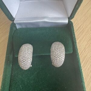 Elegant 14k White Gold Pave Diamond Earrings!